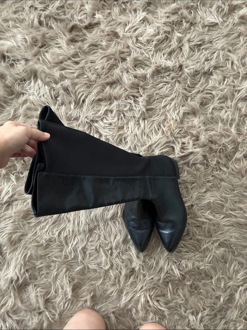 Nine West Black Over-the-Knee Stretch and Leather Boots